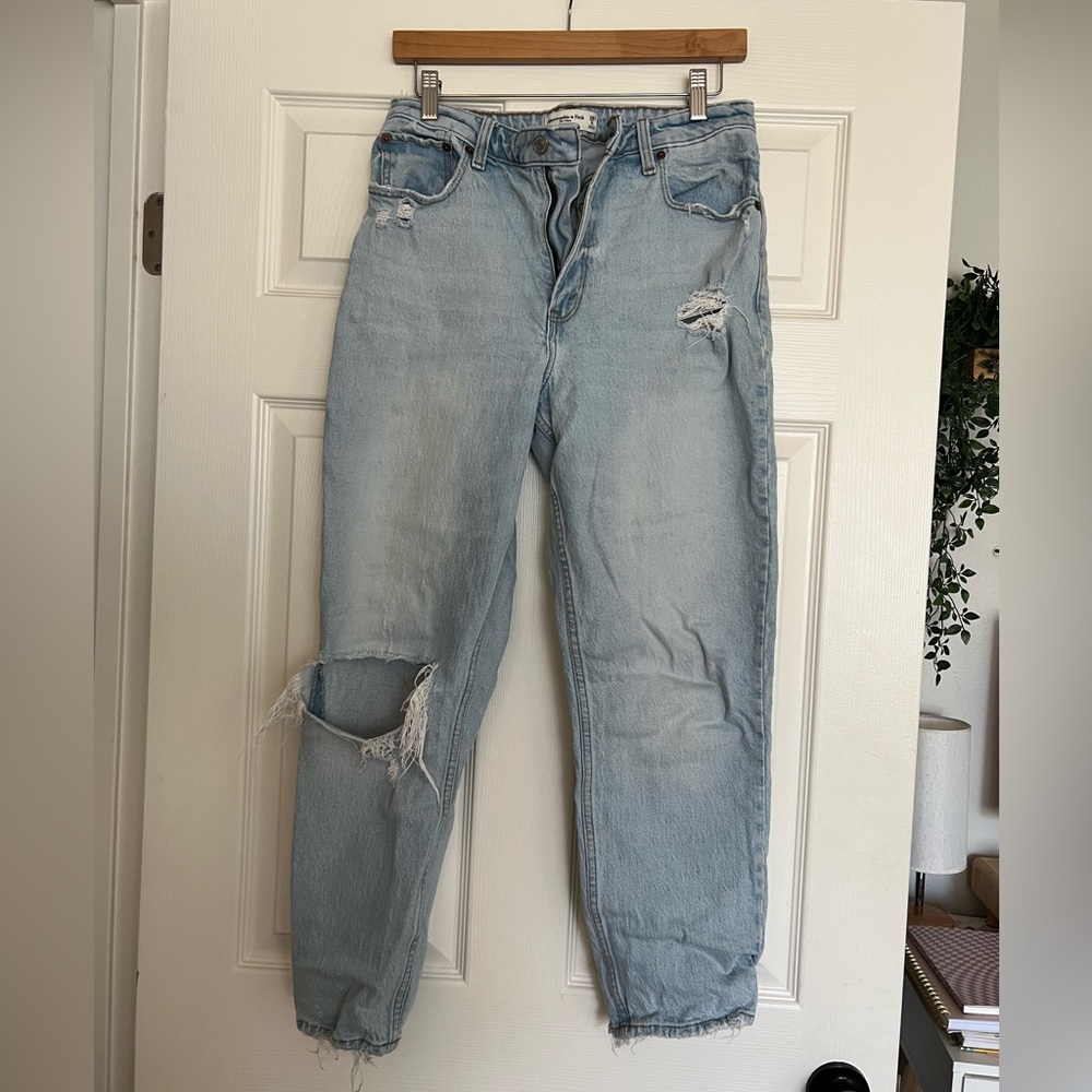 Abercrombie & Fitch Curve Love The Mom Highrise Size 8R Light Blue